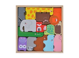 3800146223083 - Kinder Puzzle Tiere 3002 Holz Sortierspiel Farbpuzzle 14 bunte Tiere bunt