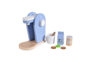 3800146223120 - Moni Spielzeug Kaffeemaschine 4343 aus Holz Tasse Milchbeutel Zuckerdose blau