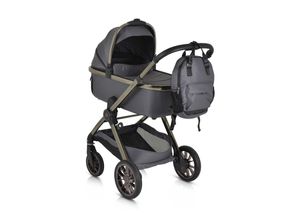 3800146236434 - Kinderwagen 2 in1 iClick klappbar Wickeltasche Sportsitz Babywanne grau