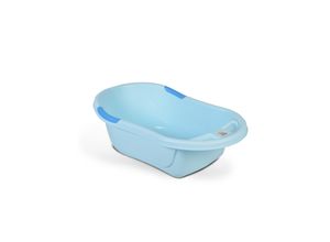 3800146257163 - Babybadewanne Lilly platzsparend mit Wasserablauf Ablagefächer für Zubehör blau