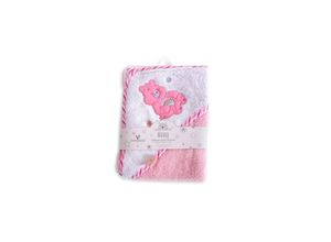 3800146270032 - Baby-Kapuzenhandtuch Manny 76 x 76 cm Babyhandtuch Tiermotiv Baumwolle rosa