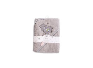 3800146270056 - Baby-Kapuzenhandtuch Manny 76 x 76 cm Babyhandtuch Tiermotiv Baumwolle grau