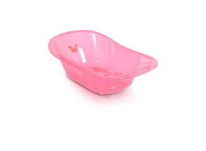 3800146270131 - Babybadewanne Omar 90 cm Transparent Wasserablauf Ablagefächer für Zubehör rosa