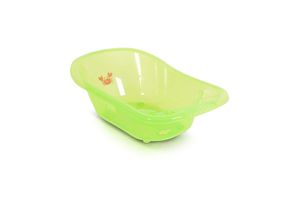 3800146270155 - Babybadewanne Omar 90 cm Transparent Wasserablauf Ablagefächer für Zubehör grün