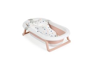 3800146272470 - Babybadewanne Palma faltbar 3-teilig Badekissen Schwamm Ablaufloch Stöpsel rosa