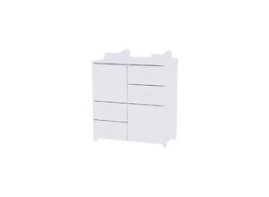 3800151937166 - Kommode Cupboard 83 x 71 x 96 cm 4 Schubladen 2 Türen mit Regalboden weiß uni