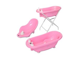 3800151949442 - Babybadewannen-Set Babybadewanne 88 cm Badesitz Badewannenständer Ablauf rosa