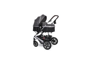 3800151965312 - Kinderwagen Lora faltbar Gummiräder Tragetasche Sportsitz Fußabdeckung grau schwarz