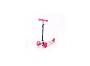 3800151972716 - Kinderroller Mini klappbar verstellbar PU Räder leuchten ABEC-7 Bremse rosa Blumengarten