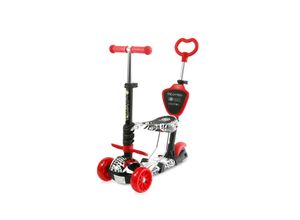 3800151973195 - Kinderroller Draxter Plus 3 in 1 Schiebestange Sitz Vorderräder LED rot