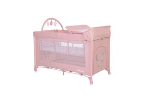 3800151977018 - Reisebett Noemi 2 Ebenen Wickelauflage Spielbogen Tragetasche Räder pink