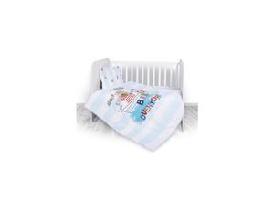 3800151977612 - 3-teilige Baby-Bettwäsche-Set Bär Laken Bezüge für Kopfkissen und Decke blau