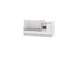 3800151985686 - Babybett Jugendbett 3 in 1 Mini Max umbaubar für 2 Kinder gleichzeitig hellgrau