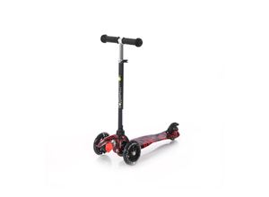 3800151992608 - Kinderroller Mini klappbar verstellbar PU Räder leuchten ABEC-7 Bremse rot-schwarz