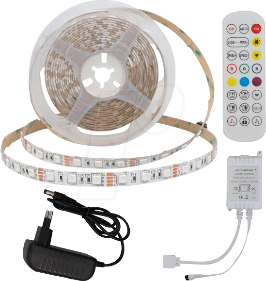 3800156643222 - LED-Strip rgb 4322 12 v 60 LEDs eek g 36 w 2400 lm mit Fernbedienung 5 m - Optonica