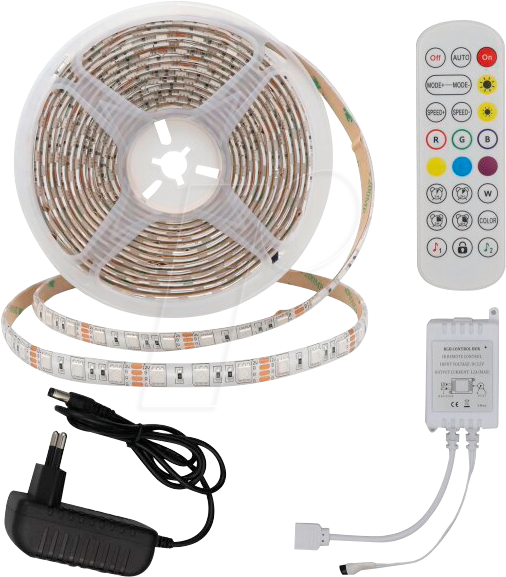 3800156643239 - LED-Strip rgb 4323 12 v 60 LEDs eek g 36 w 2400 lm mit Fernbedienung 5 m IP54 - Optonica