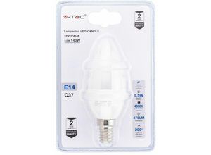 3800157628792 - Vtac - v-tac led Birne E14 55W Kerzenlicht 4000K (Blister 1 Stück)