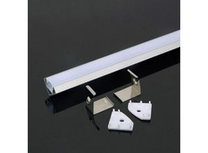 3800157636841 - Vtac - v-tac Silbernes Aluminium-Winkelprofil für LED-Streifen (Max l 121mm) Satinierte Abdeckung 2000 x 19 x 19mm