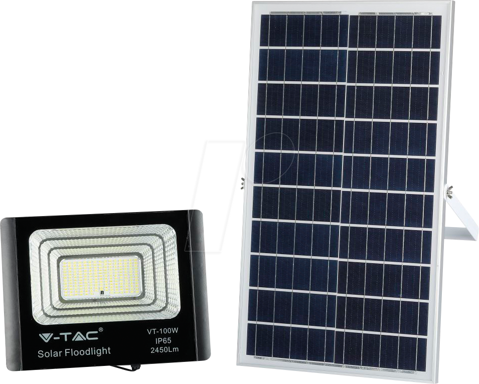3800157645614 - VT-100W 100W LED Solarscheinwerfer mit IR-Fernbedienung neutralweiß 4000K Schwarzer Körper IP65 - 8576 - Schwarz