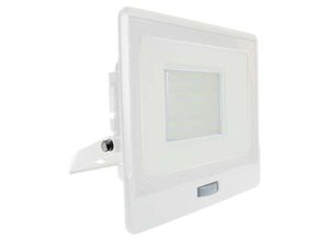 3800157661379 - VT-158S 50W LED flutlicht PIR sensor chip samsung SMD kaltweiß 6500K slim Weiß Eingebaute Anschlussdose IP65 - SKU 20279 - Weiß