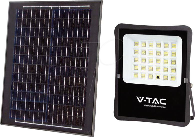 3800157698245 - VT-55300 LED-Flutlicht 2400lm angetrieben durch Solarpanel 20W Photovoltaikbatterie mit Fernbedienung kaltweißes Licht 6400k Sku 6970 - Schwarz