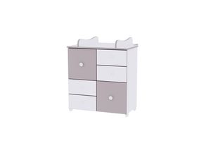 3800166100661 - Kommode Cupboard 83 x 71 x 96 cm 4 Schubladen 2 Türen mit Regalboden hellgrau