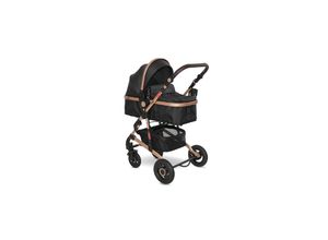 3800166101552 - Kinderwagen Alba 2 in 1 Sportsitz Babywanne Gummireifen einstellbar schwarz gold