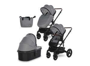 3800166101835 - Kombikinderwagen Boston 2 in 1 Sportsitz Babywanne Mückennetz bis 22 kg grau