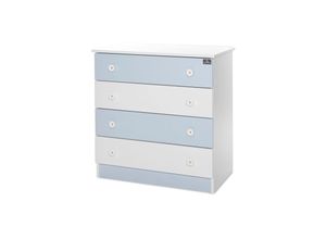 3800166104348 - Kommode Dresser 81 x 50 x 86 cm 4 große Schubladen schnelle Montage weiß blau