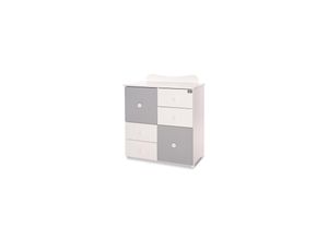 3800166104409 - Kommode Cupboard 83 x 71 x 96 cm 4 Schubladen 2 Türen mit Regalboden weiß dunkelgrau