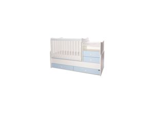 3800166104423 - Baby- Jugendbett Combo umbaubar 2 Kinder gleichzeitig Schaukelfunktion weiß blau