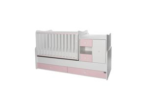 3800166104959 - Babybett Jugendbett 3 in 1 Mini Max umbaubar für 2 Kinder gleichzeitig pink