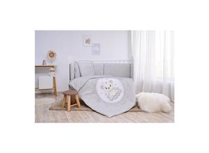 3800166106762 - Babybettwäsche Set Smile 6-teilig Decke 140x95 Kissen 43x35 Bett 120x60 grau Sterne