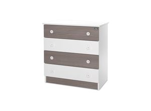 3800166107028 - Kommode Dresser 81 x 50 x 86 cm 4 große Schubladen schnelle Montage weiß braun