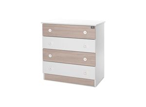 3800166107042 - Kommode Dresser 81 x 50 x 86 cm 4 große Schubladen schnelle Montage hellbraun weiß