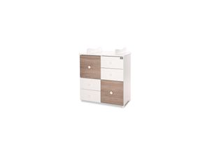 3800166107073 - Kommode Cupboard 83 x 71 x 96 cm 4 Schubladen 2 Türen mit Regalboden braun weiß