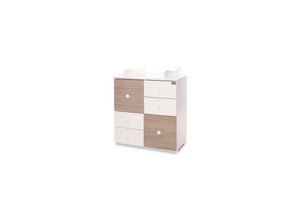 3800166107097 - Kommode Cupboard 83 x 71 x 96 cm 4 Schubladen 2 Türen mit Regalboden hellbraun weß