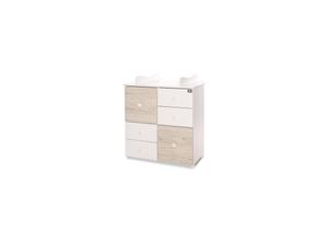 3800166107103 - Kommode Cupboard 83 x 71 x 96 cm 4 Schubladen 2 Türen mit Regalboden grau weiß