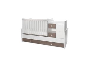 3800166107349 - Babybett Jugendbett 3 in 1 Mini Max umbaubar für 2 Kinder gleichzeitig braun weiß