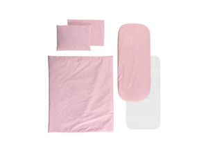 3800166109473 - Kinderwagen-Bettwäscheset 5-tlg Decke 78 x 62 Kissen 35 x 25 Laken pink