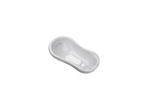 3800166110028 - Babybadewanne 1013046 Wasserablauf 84 cm Ablagefächer ergonomische Form hellgrau