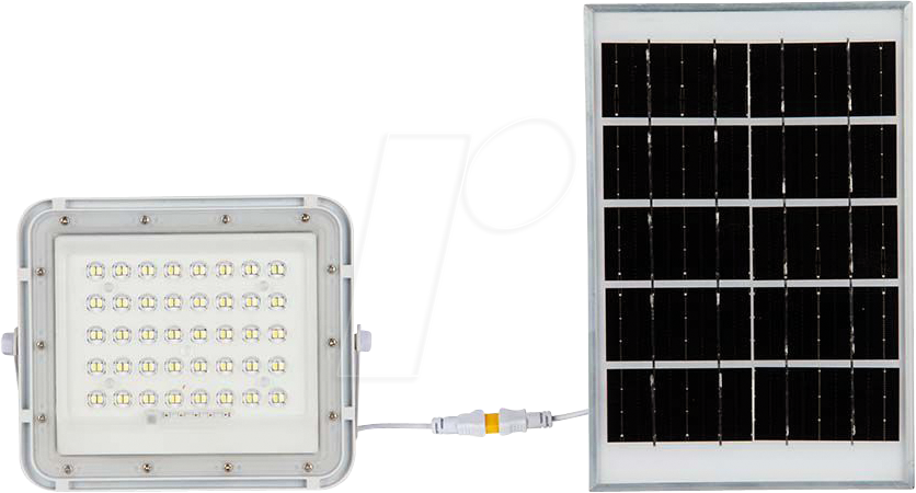 3800170200715 - VT-80W Weißer LED-Strahler mit 10 w Solarpanel und ferngesteuertem LED-Flutlicht mit austauschbarer Batterie 4000 k 3 m Kabel – 7842 - Weiß - V-tac