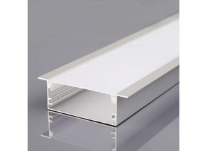 3800170211643 - V-tac - Silbernes Aluminiumprofil für LED-Streifen (Max l 124mm) Satinierte Abdeckung 2000x50x20mm