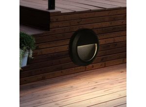 3800170216693 - V-tac - Stufenleuchte Außenlampe Fassadenleuchte schwarz Treppenlicht Terrassenleuchte rund IP65 led 2W 80Lm neutralweiß DxH 15x27 cm