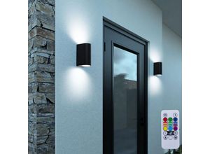 3800170227538 - Up Down Wandleuchte schwarz Wand Außenleuchte Terrasse Aluminium Aussenleuchten Haustür dimmbar mit Fernbedienung 2x RGB LED 35W 200lm 3000K BxH