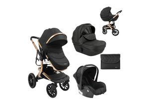 3800171200684 - Kikkaboo Kombikinderwagen Irene 3 in 1 Babywanne Autositz Adapter Wickeltasche schwarz gold