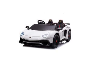 3800171206136 - Kikkaboo Kinder Elektroauto Lamborghini Aventador SVJ Zweisitzer Stoßdämpfer EVA weiß