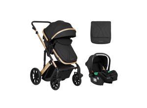 3800171209694 - Kikkaboo Kinderwagen Darling 3 in 1 Sportsitz Tragetasche Autositz Wickeltasche black