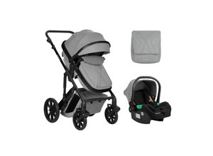 3800171209717 - Kikkaboo Kinderwagen Darling 3 in 1 Sportsitz Tragetasche Autositz Wickeltasche hellgrau