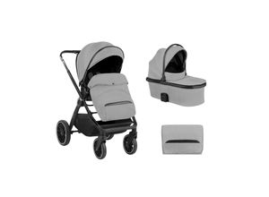 3800171210751 - Kikkaboo Kinderwagen Tiffany 2 in 1 Babywanne Sportsitz Wickeltasche PU-Räder grau